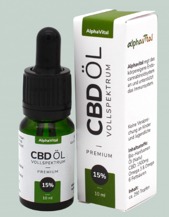 Premium Έλαιο Κάνναβης CBD OlL 15% AlphaVital 10 ml
